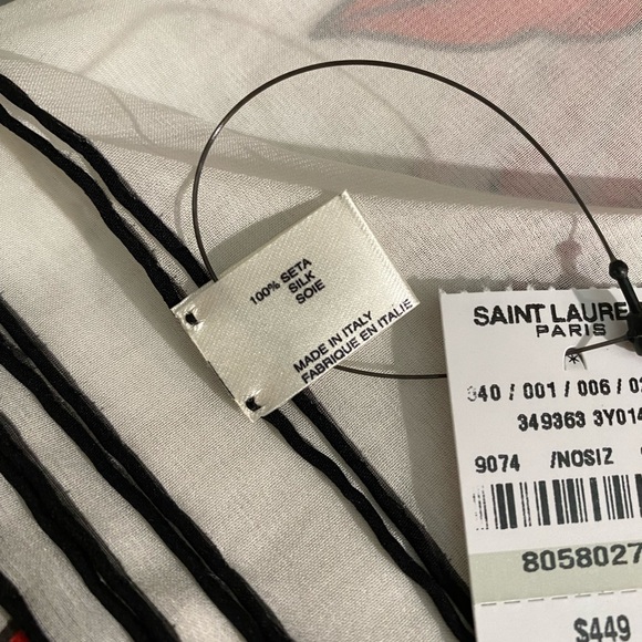 SOLD Authentic YSL Lips ๐ kisses Silk Scarf NWT - Picture 9 of 11